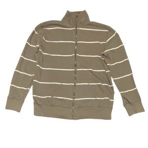 Merona Grey White Striped Men’s Full‎ Zip Jacket Sz M